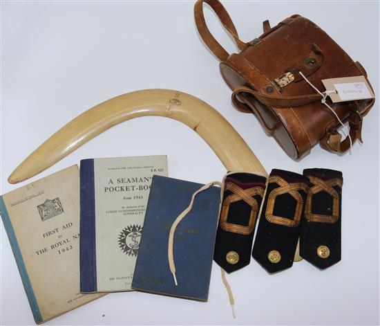 Dolland military binoculars, Naval books, lapels, etc